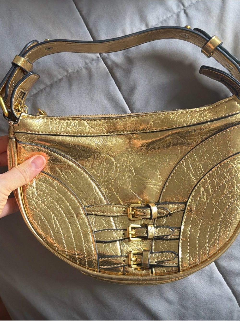 Zara Metallic Gold Chain-Handle Shoulder Bag - Picture 4 of 4